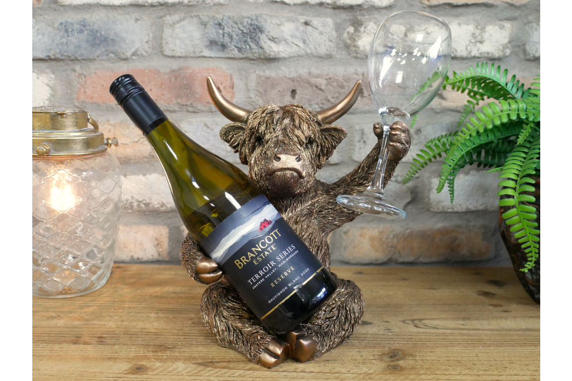 Highland Cow Wine & Glass Holder