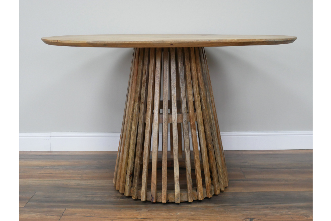 Round Dining Table With Slated Base