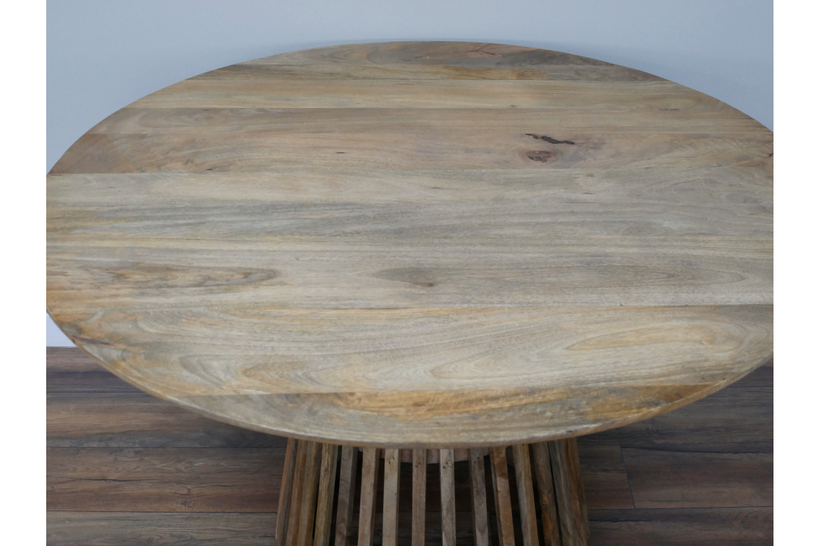 Round Dining Table With Slated Base