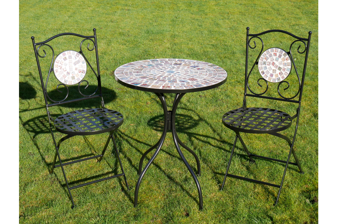 Mosaic Table & Two Chairs (T42)