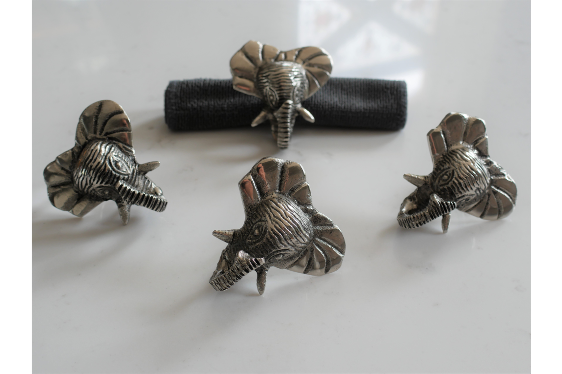 Set Of 4 Elephant Napkin Rings
